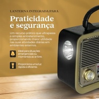 Rádio Retrô 3199 V1 Bluetooth USB SD AM FM SW - Bateria Recarregável e Lanterna - imagem 5