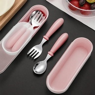 Conjunto de Talheres Infantil Colorido em Aço Inoxidável - Rosa | Design Ergonômico e Seguro para Crianças - imagem 1