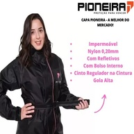 Capa Roupa Conjunto De Chuva Feminino Tam M Impermeável Nylon Pioneira Bolso Interno Motoqueira Motociclista Motoboy - imagem 3