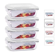 Kit 4 Potes de Vidro Retangular com Tampa Hermética 1040ml - Armazenamento Fresco e Seguro - imagem 2