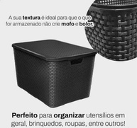 Kit com 6 Caixas Organizadoras Rattan 7L com Tampa Preta - Multiuso e Decorativa - imagem 5