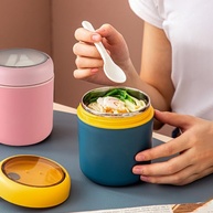 Copo Térmico de Aço Inoxidável com Colher e Tampa à Prova de Vazamento - Ideal para Sopas, Saladas e Refeições Quentes ou Frias - imagem 4