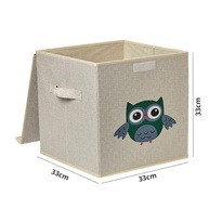 Caixa Organizadora Infantil com Tampa em Linho - Design Coruja e Animais | Baú Decorativo para Brinquedos - imagem 3