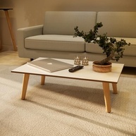 Mesa de Centro Moderna 80x42cm com Tampo em MDF e Pés em Madeira Maciça - Design Elegante e Versátil para Salas Atuais - imagem 2
