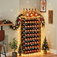 Suporte para 48 Garrafas de Vinho com Tampo de Madeira - Prateleira Organizadora 8 Camadas para Cozinha e Adega - imagem 5