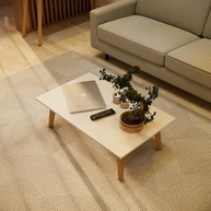 Mesa de Centro Moderna 80x42cm com Tampo em MDF e Pés em Madeira Maciça - Design Elegante Off White - imagem 5