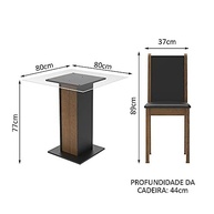 Conjunto de Jantar Aline Madesa - Mesa com Tampo de Vidro e 4 Cadeiras Rustic/Preto - imagem 3