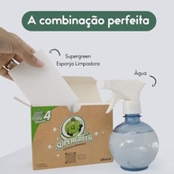 Supergreen Esponja Limpadora (4 Unidades) - Tecnologia Ákora Brasil para Limpeza Sem Produtos Químicos - imagem 4