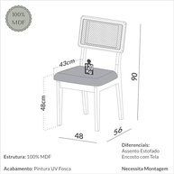 Cadeiras Dalla Costa com Assento Estofado e Encosto em Tela - Design Ergonômico em MDF Freijó Bege - imagem 5