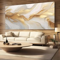 Quadro Decorativo Abstrato Dourado 100x70cm - Tela em Canvas para Sala, Quarto ou Hall - imagem 2
