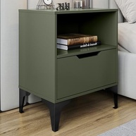 Mesa de Cabeceira com Gaveta Telescópica e Design Industrial Moderno - Verde com Pé Preto - imagem 3