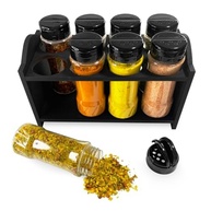 Porta Tempero em Madeira com 8 Potes de 130ml - Sistema Dosador Duplo e Tampa Transparente para Organizar sua Cozinha - imagem 2
