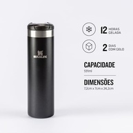 Stanley Garrafa Térmica Aerolight Transit Black 591ml - Leve, Isolada e à Prova de Vazamentos - imagem 5
