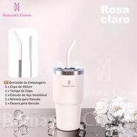 Copo Térmico Romântico Crown 591ml com Canudo e Tampa - Aço Inoxidável para Café, Água e Chá - imagem 3