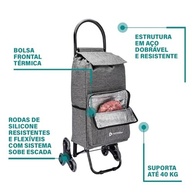 Carrinho de Compras Térmico Artiko Go com Sistema Sobe Escada - Até 40kg - imagem 5