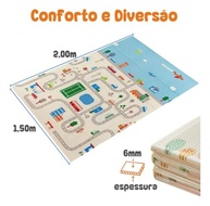 Tapete Térmico Infantil Dupla Face 200x150cm - Estampas Cidade e Ursinhos | Impermeável, Dobrável e com Bolsa - imagem 3