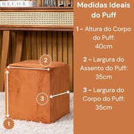 Capa de Puff Quadrado em Veludo Suede Terracota - Proteção e Estilo para Banquinhos - imagem 5