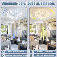 Ventilador de Teto Flor LED 88cm - Fandelier Slim 144W com Luz Regulável, 6 Velocidades, Controle Remoto, Design Moderno - imagem 5
