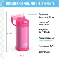 Thermos Garrafa Infantil Carros Funtainer Rosa - Aço Inoxidável 354ml - imagem 3