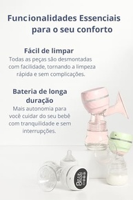 Bomba Tira Leite Materno Elétrica Portátil Recarregável USB – 9 Níveis de Sucção, Silenciosa, Livre de BPA, com Mamadeira e Carregamento Tipo C (Branco) - imagem 4