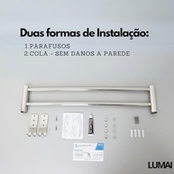 Toalheiro Duplo de Aço Inox com Ganchos LUMAI - Organize seu Banheiro com Estilo - imagem 5