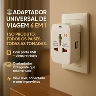 Adaptador Universal de Tomada com USB: Bivolt, 150 Países e Pinos Retráteis para Viagens Internacionais - imagem 3