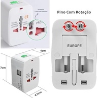 Adaptador Universal de Tomada com USB: Bivolt, 150 Países e Pinos Retráteis para Viagens Internacionais - imagem 4