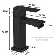 Torneira de Banheiro Luxo Quadrada 1/4 Volta em Aço Inox Preto – Design Moderno para Pia e Bancada - imagem 4