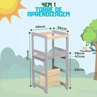 Torre de Aprendizagem Montessoriana com Altura Regulável - Estímulo e Segurança para Crianças - imagem 4