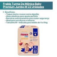 Fralda Turma da Mônica Baby Premium Jumbo M 22 Unidades - Conforto e Proteção Total para Bebês - imagem 3