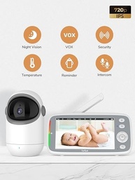 Babá Eletrônica TakTark 5" HD 720P com Tela, Sem Wi-Fi - Segurança Total e Visão Noturna para Novos Pais - imagem 3