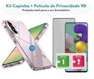 Kit Premium: Capa Anti-Impacto Transparente + Película Cerâmica 9D (Comum ou Privacidade) para Samsung Galaxy A26 - imagem 3