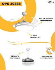 Ventilador de Teto Retrátil com LED 3 Cores e Controle Remoto – Air Signo Opus 4 Pás Transparente - imagem 4