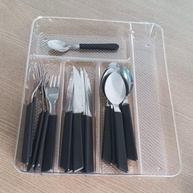 Organizador Porta-Talheres Multiuso com 5 Compartimentos - Acrílico Transparente para Cozinha, Escritório e Ferramentas - imagem 2