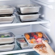 Pacote com 5 Recipientes de Aço Inoxidável com Tampas Transparentes - Organize sua Cozinha com Estilo e Segurança - imagem 2