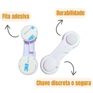 Kit Travas de Segurança para Portas e Gavetas - Proteção Infantil com Fixação Fácil (2 Unidades Branco) - imagem 5