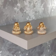 Trio Buda Decorativo em Resina - Enfeites de Meditação com 3 Modelos para Escolher - Estilo Budismo, Sabedoria e Paz Interior - imagem 1