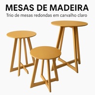 Trio de Mesinhas Cilíndricas para Festas e Eventos - Kit com 3 Peças P, M e G - imagem 4
