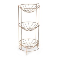 Fruteira Tripla Redonda com Rodízios 30cm Rosé Gold - Design Moderno e Funcional - imagem 2