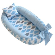 Kit Baby Premium com Almofada de Amamentação, Ninho Redutor e Trocador Portátil Estampado Nuvens Azul - imagem 3