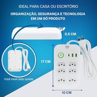 Filtro de Linha 6 Tomadas + 3 USB (1 USB-C) Bivolt 2500W - Organize e Carregue Tudo! - imagem 5