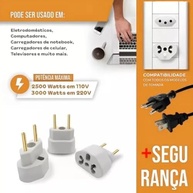 Kit 4 Adaptadores de Tomada Universal Bob Love 10A/20A Bivolt - Conecte Tudo com Segurança! - imagem 5