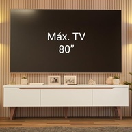 Rack para TV até 75" Madesa Reims 2P+1G - Design Moderno em Branco - imagem 5
