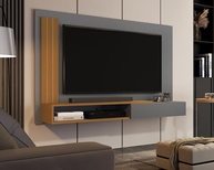Painel TV Até 55" Moderno com Prateleira e Porta - Design Sofisticado Onix/Nature - imagem 1