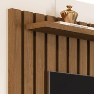 Painel Ripado para TV até 50" Lily com Prateleira - Design Moderno para Sala de Estar (Freijó) - imagem 5