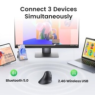 UGREEN Mouse Vertical Sem Fio: Conforto Ergonômico e Conectividade Dupla (Bluetooth 5.0 + 2.4G) - imagem 4