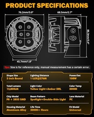 Auxbeam V-Ultra Series: Iluminação LED 108W 270° com DRL Âmbar - Aventura e Segurança Off-Road - imagem 5