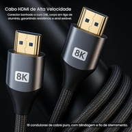 Cabo HDMI 2.1 8K Ultra Rápido 48Gbps 2m: Imagem e Som de Cinema em Casa | PS5, Xbox Series X, Apple TV 4K - imagem 4