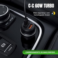 Carregador Veicular Turbo 60W com Cabo Premium: Carregamento Ultrarrápido USB-C e USB 3.0 - imagem 4