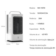 Climatizador Evaporativo Portátil com Umidificador e Oscilação 120° - Silencioso e Econômico - imagem 4
